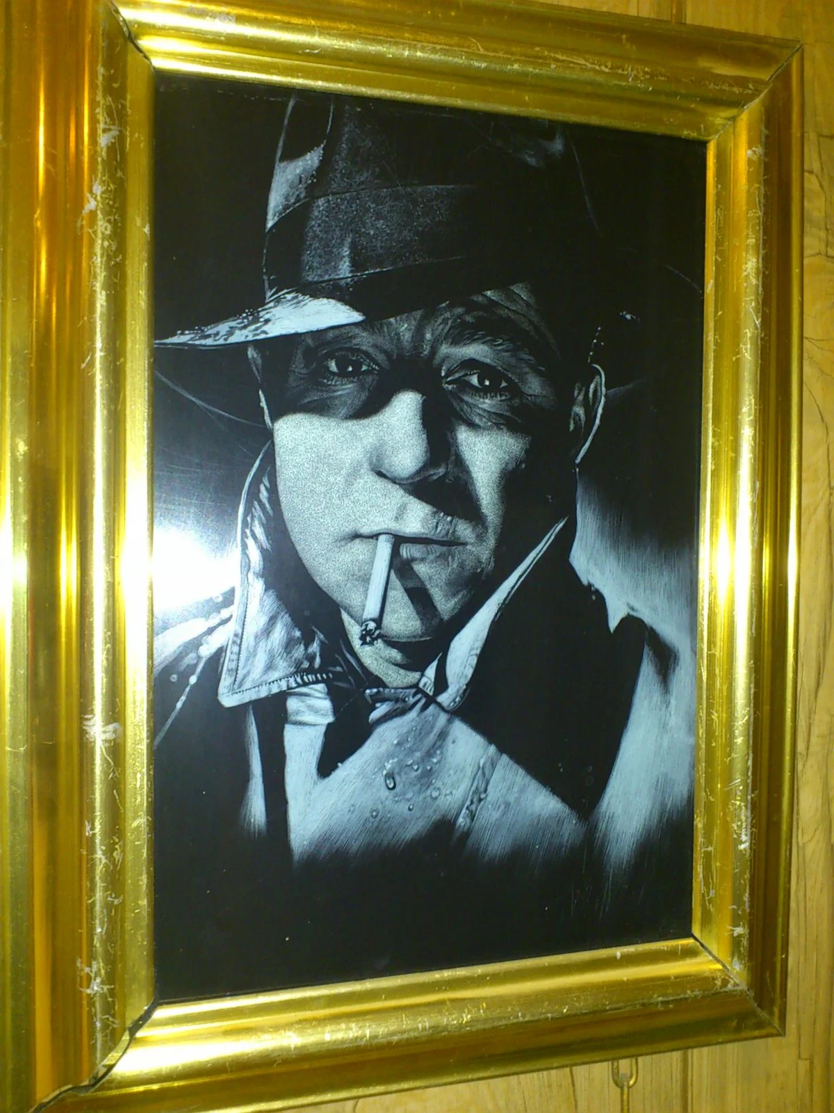 Framed monochrome engraved portrait
