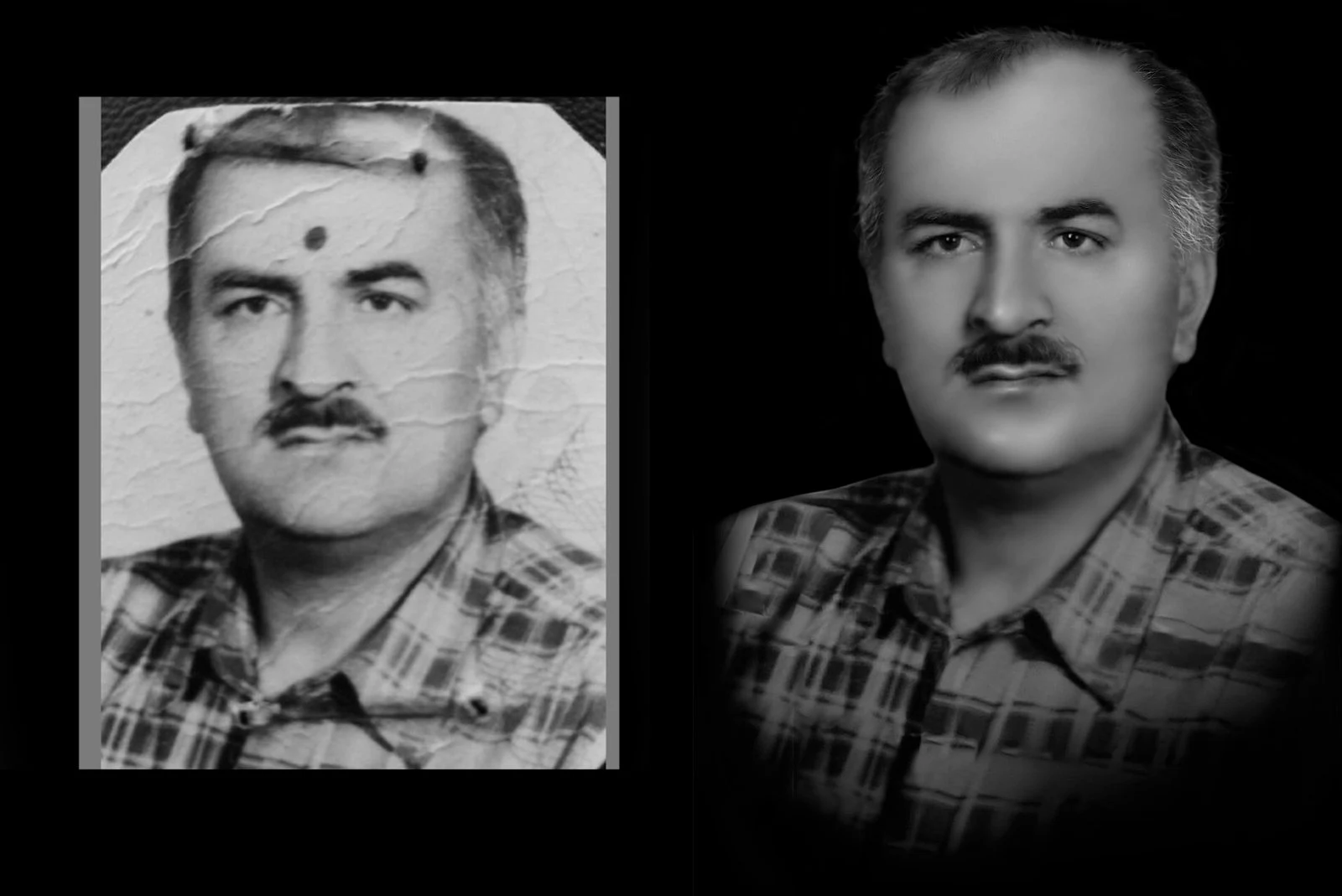 Original and restored photograph side by side